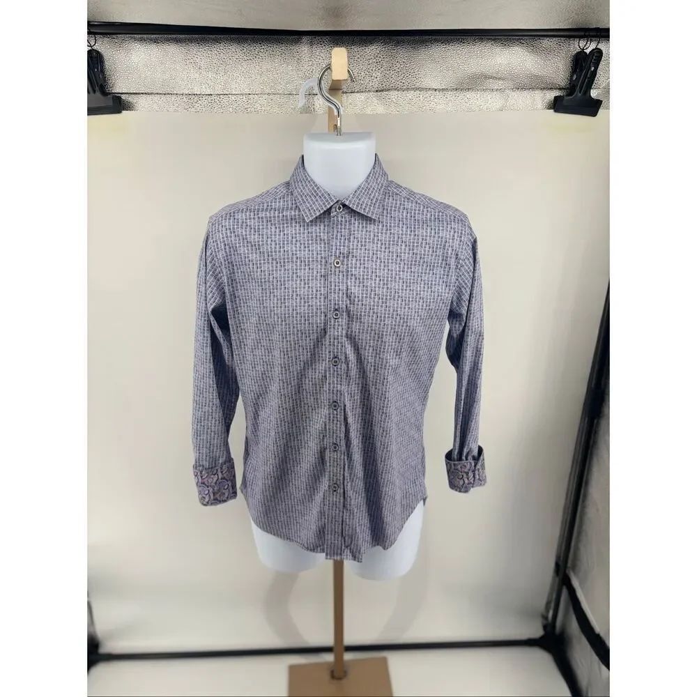 Robert Graham Classic Fit Button Down Shirt Men’s Small Blue Paisley Flip Cuff